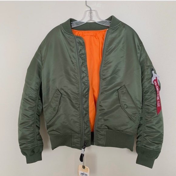 NWT Alpha Industries MA-1 Bomber Jacket W in Sage Green - Picture 8 of 11